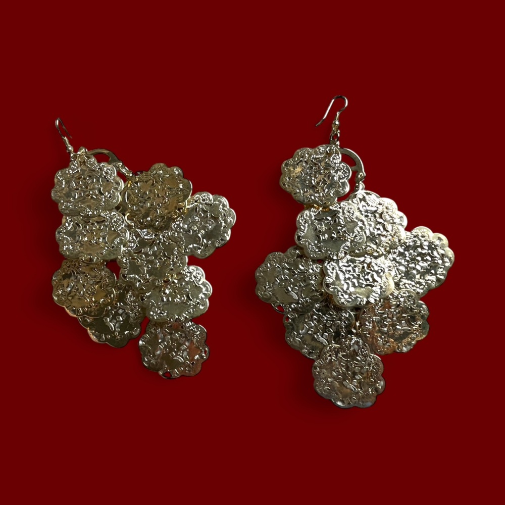 Elegant Gold Large Earrings